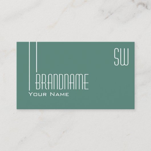 モノグラモダンムと写真のダークライトティール（緑がかった色） 名刺 (正面)