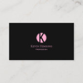 モノグラモダンムと写真を含むプレーンブラックピンク 名刺 (正面)