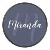 モノグラモダンムと名前のスクリプパーソナライズされたト アイスホッケーパック (正面)