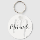 モノグラモダンムと名前のスクリプパーソナライズされたト キーホルダー (正面)