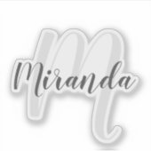 モノグラモダンムと名前のスクリプパーソナライズされたト シール (正面)