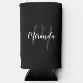 モノグラモダンムと名前のスクリプパーソナライズされたト スリム缶クーラー (正面)