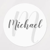 モノグラモダンムと名前のスクリプパーソナライズされたト ラベル (デザイン2)