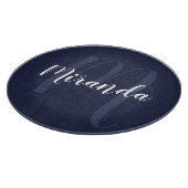 モノグラモダンムと名前ネイビー・ブルー カッティングボード (角)