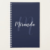 モノグラモダンムと名前ネイビー・ブルー プランナー手帳 (正面)