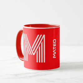 モノグラモダンムと名前 | 赤セラミッユニーククコーヒー マグカップ