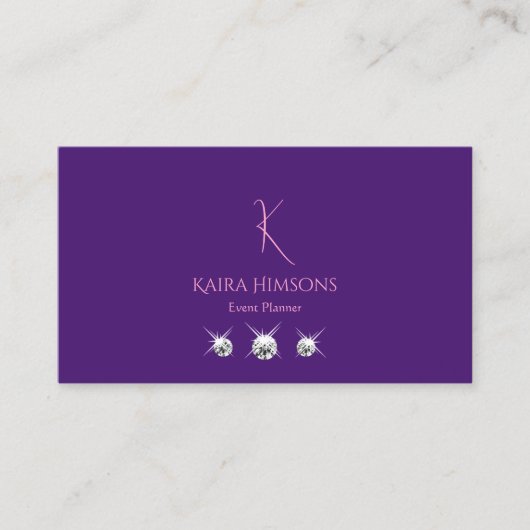 モノグラモダンムと王室の宝石を持つプレーン紫 名刺 (正面)