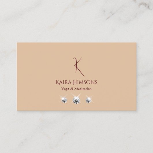 モノグラモダンムのロゴと宝石が付いたプレーンなベージュ 名刺 (正面)