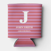 モノグラモダンムの白い文字パタストライプーンをカスタマイズ 缶クーラー (正面)