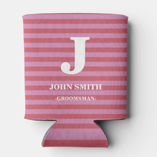 モノグラモダンムの白い文字パタストライプーンをカスタマイズ 缶クーラー (裏面)