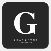 モノグラモダンムはっきりしたイニシャル名ブラック&ホワイト