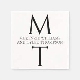 モノグラモダンムはっきりしたブラックイニシャル スタンダードカクテルナプキン