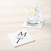 モノグラモダンムはっきりしたブラックイニシャル ペーパーコースター (インサイチュ)