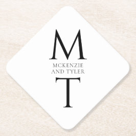 モノグラモダンムはっきりしたブラックイニシャル ペーパーコースター
