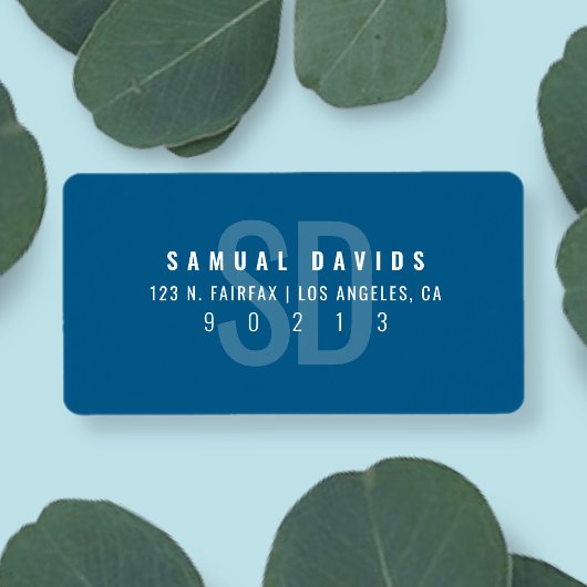 モノグラモダンムはっきりしたブルーグレー差出人住所 ラベル