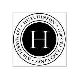 モノグラモダンムはっきりしたラウンド差出人住所 ラバースタンプ