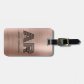 モノグラモダンムはっきりした二イニシャルバラ金ゴールド金属 ラゲッジタグ (正面横)