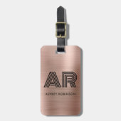モノグラモダンムはっきりした二イニシャルバラ金ゴールド金属 ラゲッジタグ (正面縦)