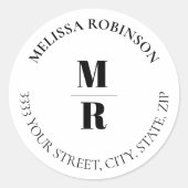 モノグラモダンムはっきりした差出人住所封筒用シール ラウンドシール (正面)