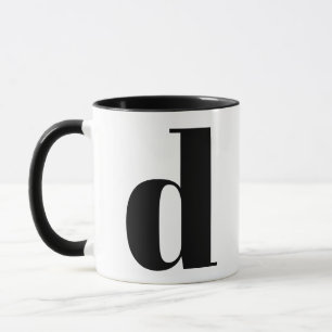 モノグラモダンムイニシャル文字D白黒 マグカップ