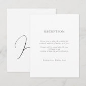 モノグラモダンムエレガントイニシャルウェディングレセプション エンクロージャーカード (正面/裏面)