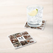 モノグラモダンムエレガントイニシャルファミリー名写真 スクエアペーパーコースター (インサイチュ)