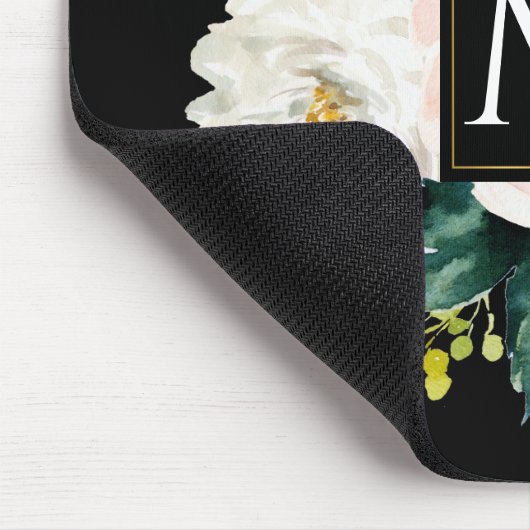 モノグラモダンムエレガントウォーター色フローラ マウスパッド (コーナー)