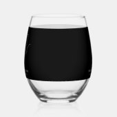 モノグラモダンムエレガントスクリプ白黒結婚の ステムなしワイングラス (左)