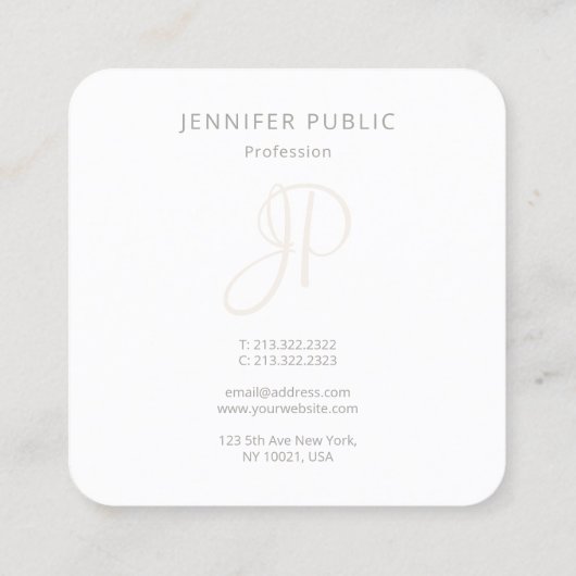 モノグラモダンムエレガントテンプレートプロフェッショナル スクエア名刺 (裏面)