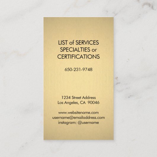 モノグラモダンムエレガントフェイクゴールドフォイル&ブラック 名刺 (裏面)