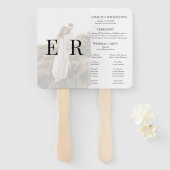 モノグラモダンムエレガントフォト結婚式 プログラム ハンドファン (正面&裏面)