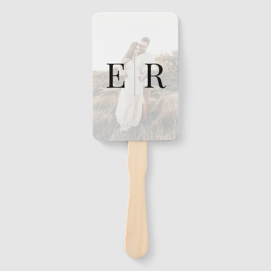 モノグラモダンムエレガントフォト結婚式 プログラム ハンドファン (正面)