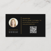 モノグラモダンムエレガントブラック金ゴールドプロフェッショナル 名刺 (裏面)