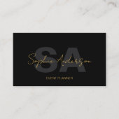 モノグラモダンムエレガントブラック金ゴールドプロフェッショナル 名刺 (正面)