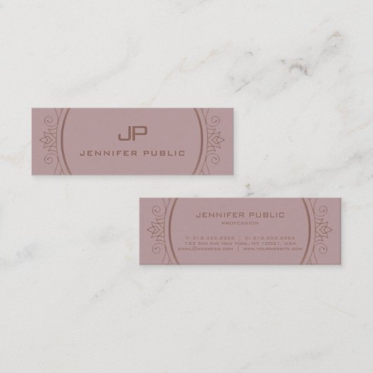 モノグラモダンムエレガントプロフェッショナルクリエイティブ スキニー名刺 (正面/裏面)