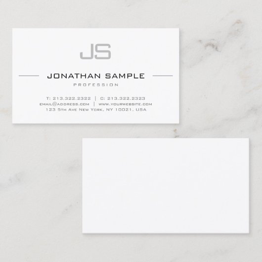 モノグラモダンムエレガントプロフェッショナルシンプルプレーン 名刺 (正面/裏面)