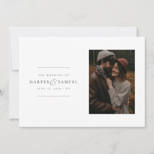 モノグラモダンムエレガント写真結婚の写真 招待状 (正面)