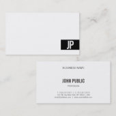 モノグラモダンムエレガント白黒ミニマリスト 名刺 (正面/裏面)