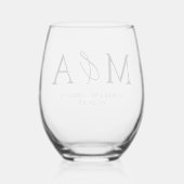 モノグラモダンムエレガント結婚式の引き出物 ステムなしワイングラス (裏面)