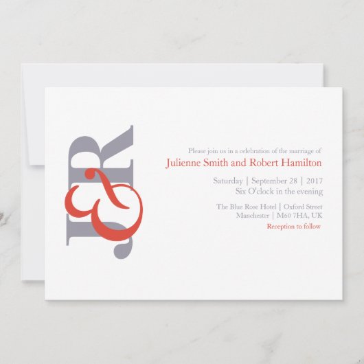 モノグラモダンムエレガント結婚式招待状 招待状 (正面)