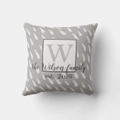 モノグラモダンムカスタム枕グレーと白 クッション (裏面)