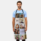 モノグラモダンムカッコいいファミリー16フォトコラージンググリッド エプロン (着用した状態)