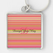 モノグラモダンムカラフルレインボーストライプイニシャル キーホルダー (正面)