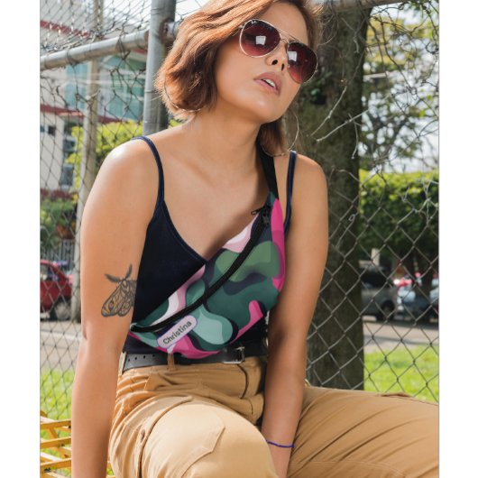 モノグラモダンムガーリーレトロ軍隊パターンファニー ファニーパック