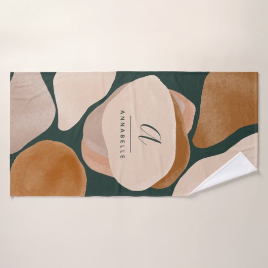 モノグラモダンムサビ緑抽象芸術スタイリッシュシック バスタオル (バスタオル)