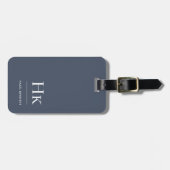 モノグラモダンムシンプルネエレガントビーブルーホワイト ラゲッジタグ (正面横)