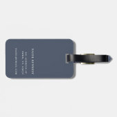 モノグラモダンムシンプルネエレガントビーブルーホワイト ラゲッジタグ (裏面横)