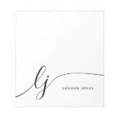 モノグラモダンムシンプルフェミニン白黒 ノートパッド (正面)