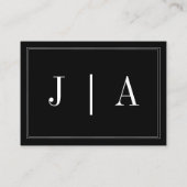 モノグラモダンムシンプル白黒結婚ズ エンクロージャーカード (裏面)