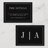 モノグラモダンムシンプル白黒結婚ズ エンクロージャーカード (正面/裏面)